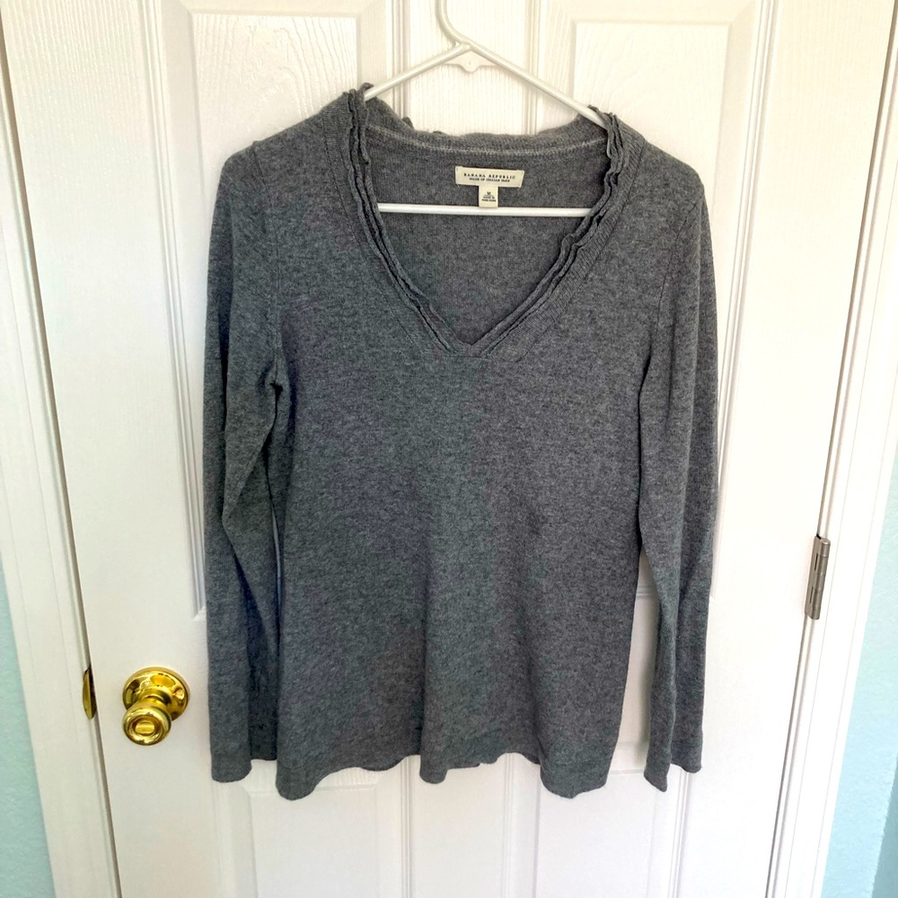 Banana Republic Ruffle Neck Wool and Cashmere Blend Sweater